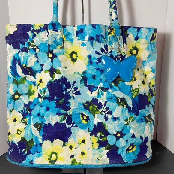 Punctuate by Barnes & Noble Floral Canvas Tote Bag with Butterfly Charm - Picture 7 of 9